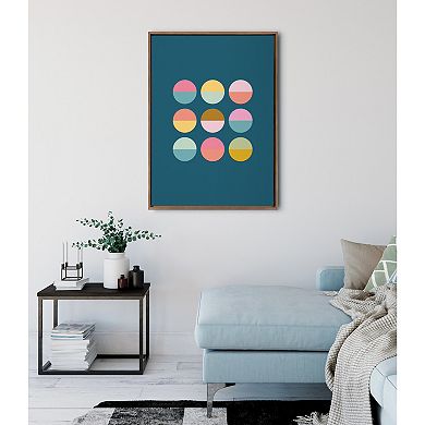 Sylvie Circles In Blue Framed Canvas by Apricot and Birch