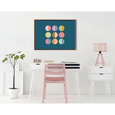 Sylvie Circles In Blue Framed Canvas by Apricot and Birch