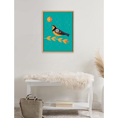 Sylvie Varied Thrush Framed Canvas by Amber Leaders Designs