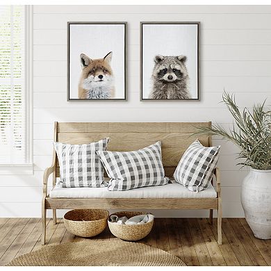Sylvie Raccoon Color Framed Canvas by Simon Te of Tai Prints