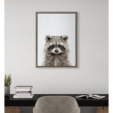 Sylvie Raccoon Color Framed Canvas by Simon Te of Tai Prints