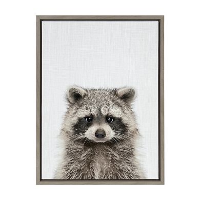 Sylvie Raccoon Color Framed Canvas by Simon Te of Tai Prints