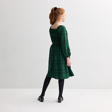 Girls 7-16 Trixxi Plaid Midi Dress with Trend Bow Detail & Scrunchie