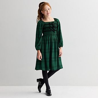 Girls 7-16 Trixxi Plaid Midi Dress with Trend Bow Detail & Scrunchie