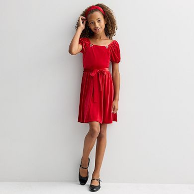 Girls 7-16 Trixxi Velvet Belted Dress with Embellishment