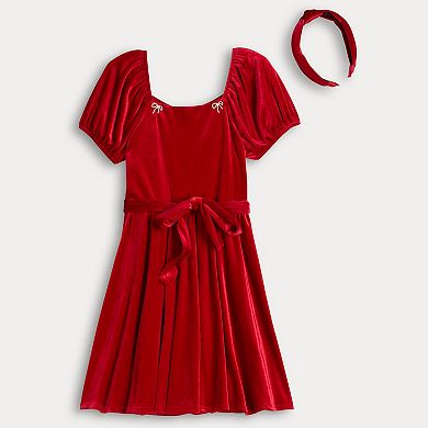 Girls 7-16 Trixxi Velvet Belted Dress with Embellishment