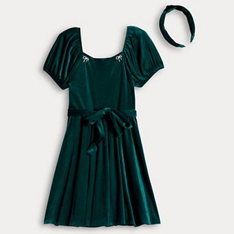 Girls 7-16 Trixxi Velvet Belted Dress with Embellishment
