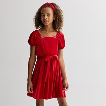 Girls 7-16 Trixxi Velvet Belted Dress with Embellishment