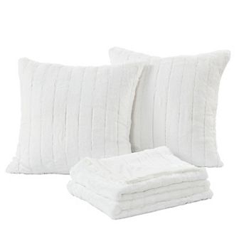 Home Soft Things Rabbit Faux Fur Throw Blanket & Pillow Cover Set of 2