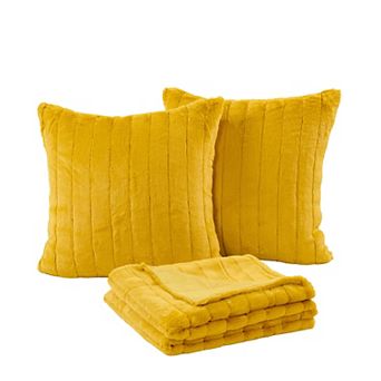 Home Soft Things Rabbit Faux Fur Throw Blanket & Pillow Cover Set of 2