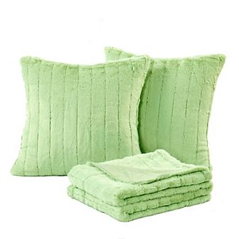 Home Soft Things Rabbit Faux Fur Throw Blanket & Pillow Cover Set of 2