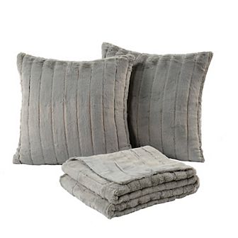 Home Soft Things Rabbit Faux Fur Throw Blanket & Pillow Cover Set of 2