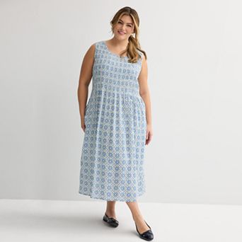 Plus Size Croft & Barrow® Smocked Midi Dress