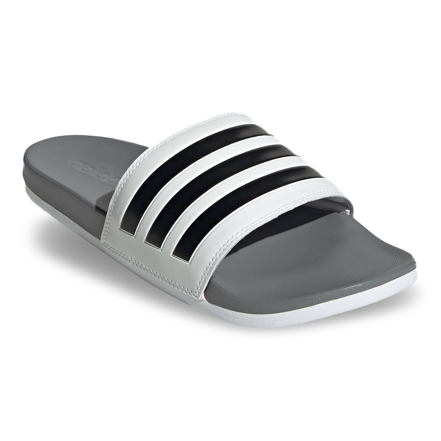 adidas Adilette Stripe Comfort Men's Slide Sandals - White Black Gray (15)