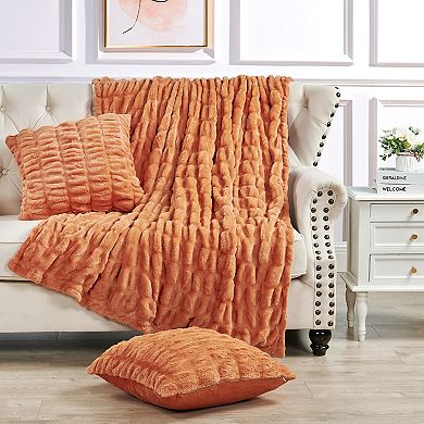 Home Soft Things Faux Fur Throw Blanket & 2-pc. Throw Pillow Cover Set