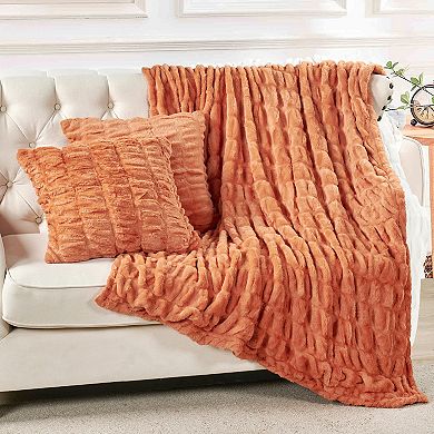 Home Soft Things Faux Fur Throw Blanket & 2-pc. Throw Pillow Cover Set