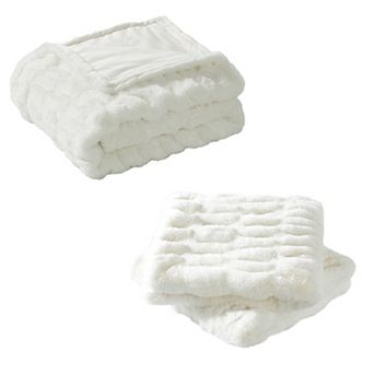 Home Soft Things Faux Fur Throw Blanket & 2 pc Throw Pillow Cover Set