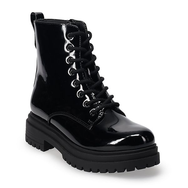 SO® Meela Women's Lace-Up Combat Boots - Blackpat (5)