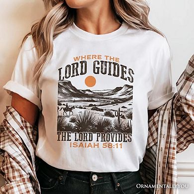The Lord Provides Christian T-Shirt, Retro Western Desert Worship Tee
