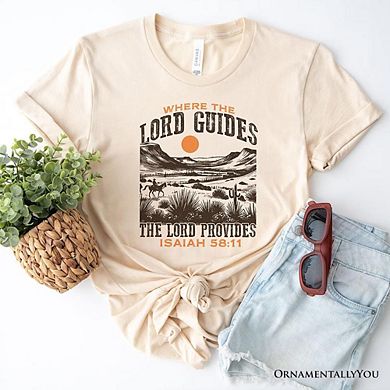 The Lord Provides Christian T-Shirt, Retro Western Desert Worship Tee
