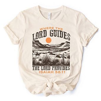 The Lord Provides Christian T-Shirt, Retro Western Desert Worship Tee