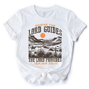 The Lord Provides Christian T-Shirt, Retro Western Desert Worship Tee