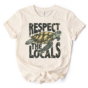 Respect the Locals Turtles T-Shirt, Retro Grunge Tee for Ocean and Beach Lovers
