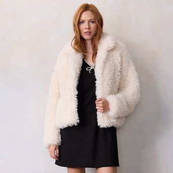Petite LC Lauren Conrad Faux Fur Short Jacket