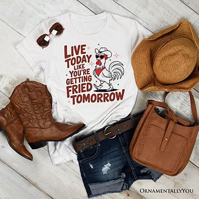 Live Today Like You're Getting Fried Tomorrow T-Shirt, Funny Chicken Tee with Country Farmhouse