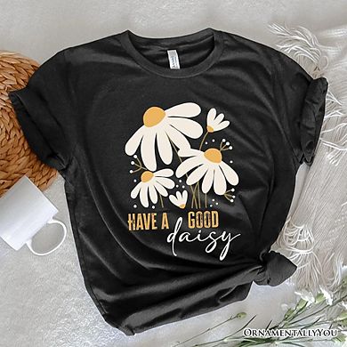 Have a Good Daisy T-Shirt, Black Floral Tee with Positive Retro Vibes