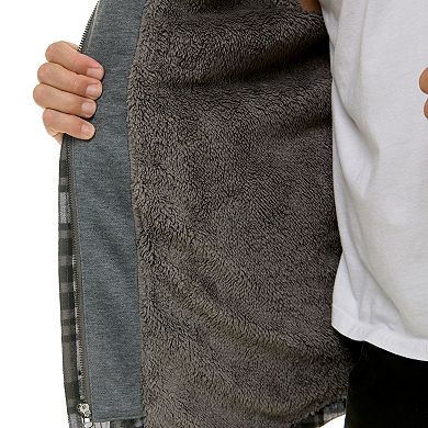 Men's Smith's Workwear Comfortable Hooded Flannel Shirt Jacket with Drawstring Inset