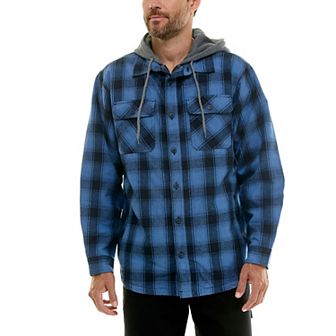 Men's Smith's Workwear Comfortable Hooded Flannel Shirt with Drawstring Inset