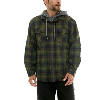 Men's Smith's Workwear Comfortable Hooded Flannel Shirt with Drawstring Inset