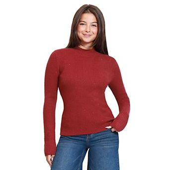 Juniors' madden girl Long Sleeve Rhinestone Embellished Mockneck Sweater
