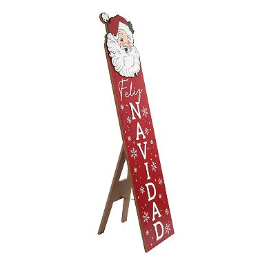Santa Feliz Navidad Leaner with Easel Floor Decor