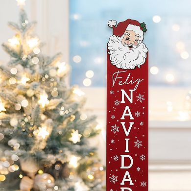 Santa Feliz Navidad Leaner with Easel Floor Decor