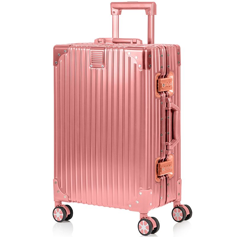 Champs Elite Collection Aluminum Hardside Carry-On Luggage, Rose Gold