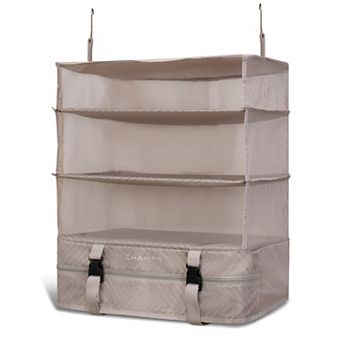 Champs Vintage Collection Large Travel Closet with 3 Shelves and Zippered Base