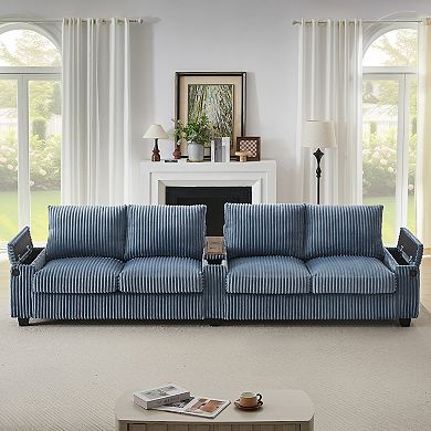 Merax 133" Modern 4-Seater Corduroy Sofa Couch with USB Ports