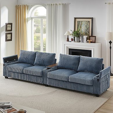 Merax 133" Modern 4-Seater Corduroy Sofa Couch with USB Ports