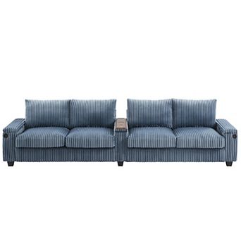 Merax 133" Modern 4-Seater Corduroy Sofa Couch with USB Ports