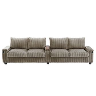 Merax 133" Modern 4-Seater Corduroy Sofa Couch with USB Ports