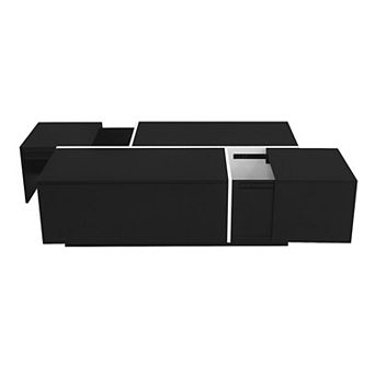 Merax 47.2''-72.7'' Extendable Coffee Table, Multi-Functional Coffee Table with High-Gloss Finish