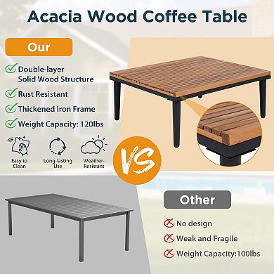 Merax Patio Furniture Set with Removable Cushions and Coffee Table