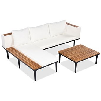 Merax Patio Furniture Set with Removable Cushions and Coffee Table