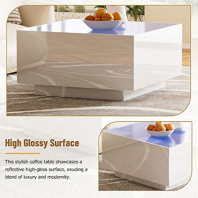 Merax Square High Glossy Coffee Table