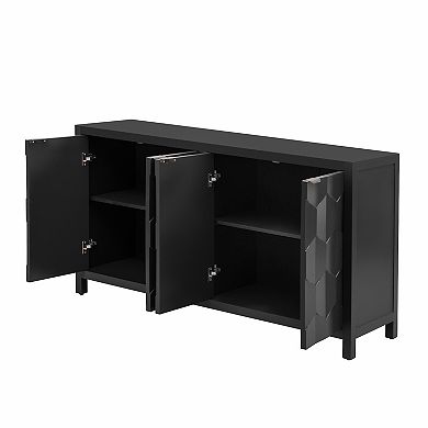Merax Luxurious Four-Door Sideboard with Honeycomb Patterned Doors