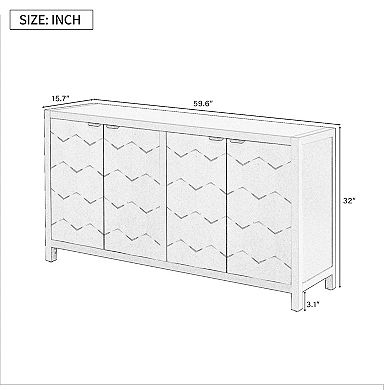 Merax Luxurious Four-Door Sideboard with Honeycomb Patterned Doors