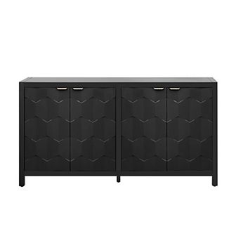 Merax Luxurious Four-Door Sideboard with Honeycomb Patterned Doors