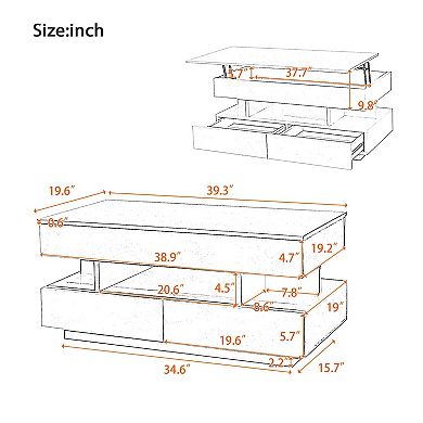 Merax Lift-Top Coffee Table with 2 Drawers, Modern Coffee Table with Adequate Hidden Compartment